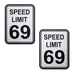 Pastease Speed Limit 69 Nipple Pasties shown as a matching pair, white with bold black text