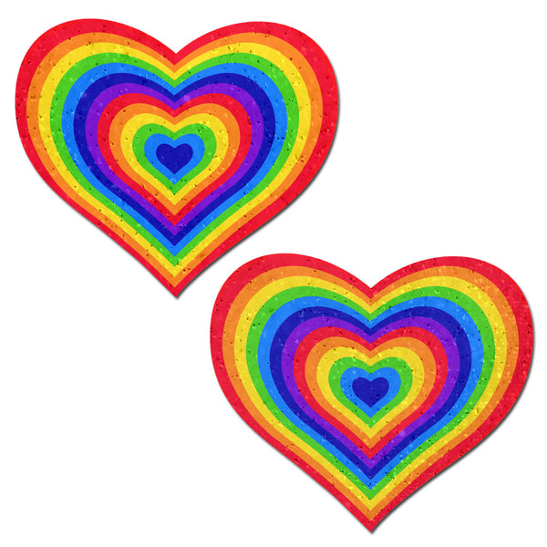 Pastease Velvet Rainbow Pumping Heart Pastease pair in concentric multicolor heart design