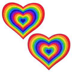 Pastease Velvet Rainbow Pumping Heart Pastease pair in concentric multicolor heart design