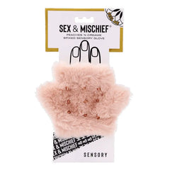 Peaches 'N Creame Spiked Sensory Glove in retail packaging showing fingerless faux fur design