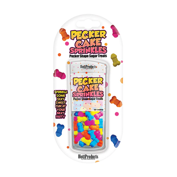 Pecker Cake Sprinkles by Hott Products in blister pack, colorful novelty sugar candy shapes