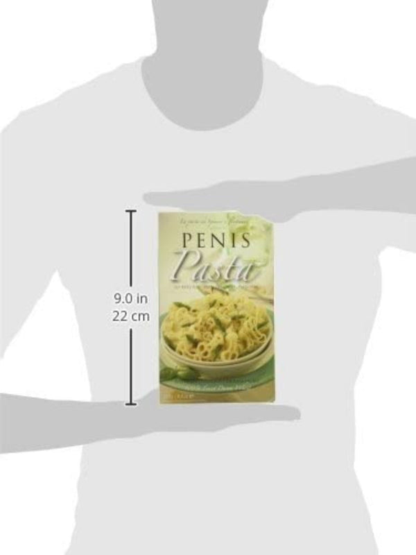 Penis Pasta package held against torso showing 9-inch box height for scale reference