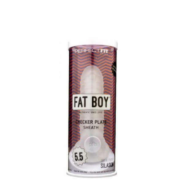 Perfect Fit Brand Fat Boy Checker Plate Sheath packaging displaying product size and silaskin material