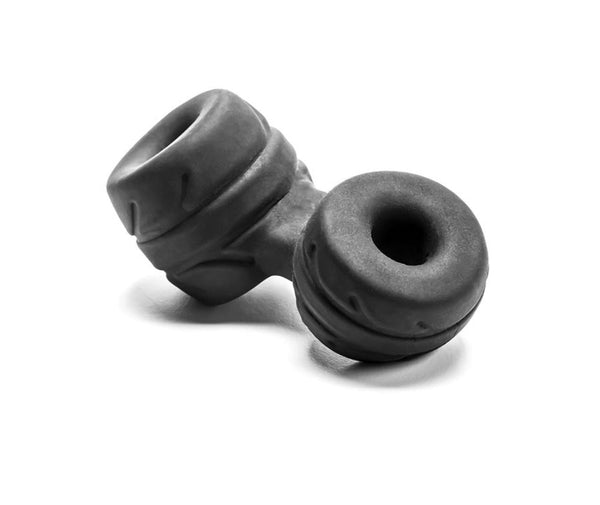 Perfect Fit Brand SilaSkin Cock & Ball Ring and Stretcher in dark grey flexible silicone