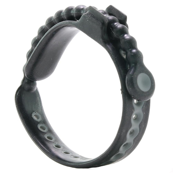 Perfect Fit Brand Speed Shift cock ring in black silicone with textured beaded band