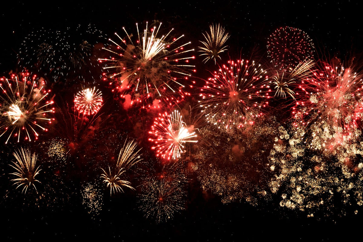 Fireworks lighting up the night sky over Vaughan, Ontario