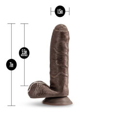 Pierre The Chef realistic dildo showing 7in total length and 5.5in insertable depth dimensions