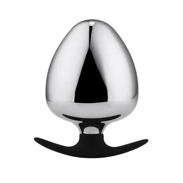 Pink Elephant Extreme Anchor SS Round Plug XXXL with polished silver stainless steel body and black base
