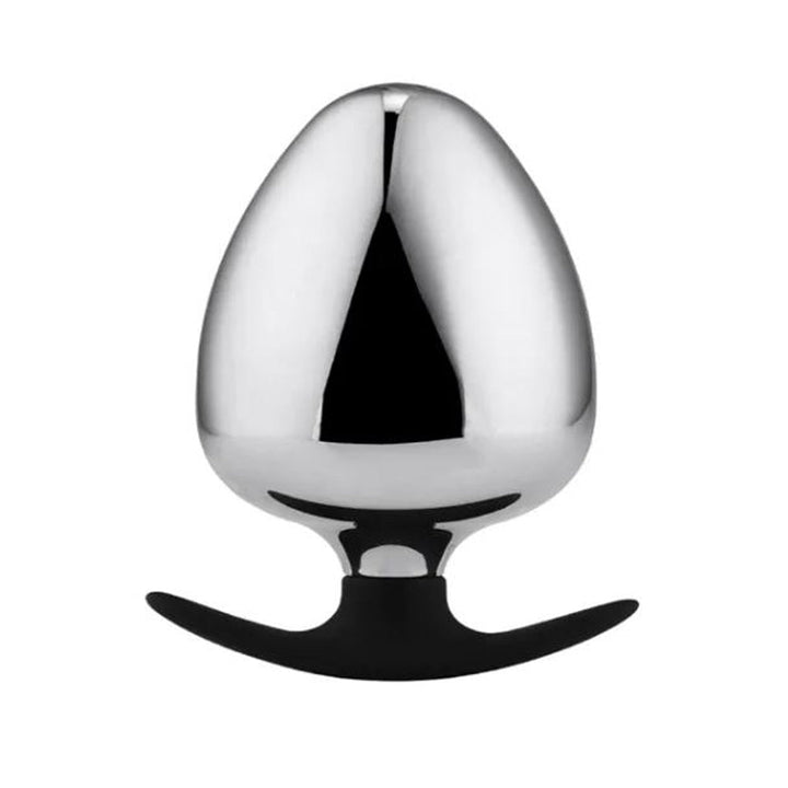 Pink Elephant Extreme Anchor SS Round Plug XXXL with polished silver stainless steel body and black base
