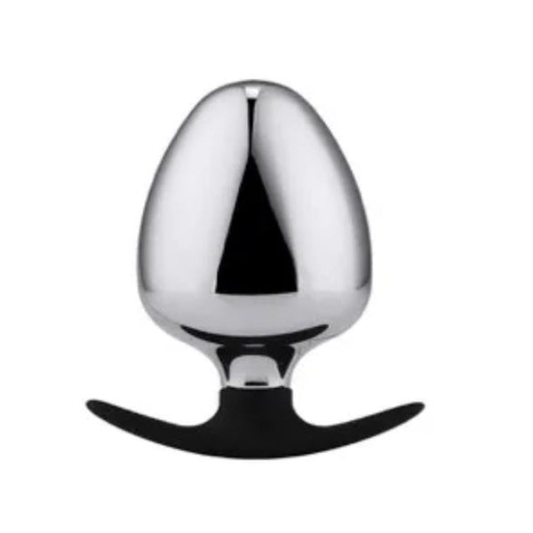 Pink Elephant Extreme Anchor XL round anal plug with polished stainless steel body and black base