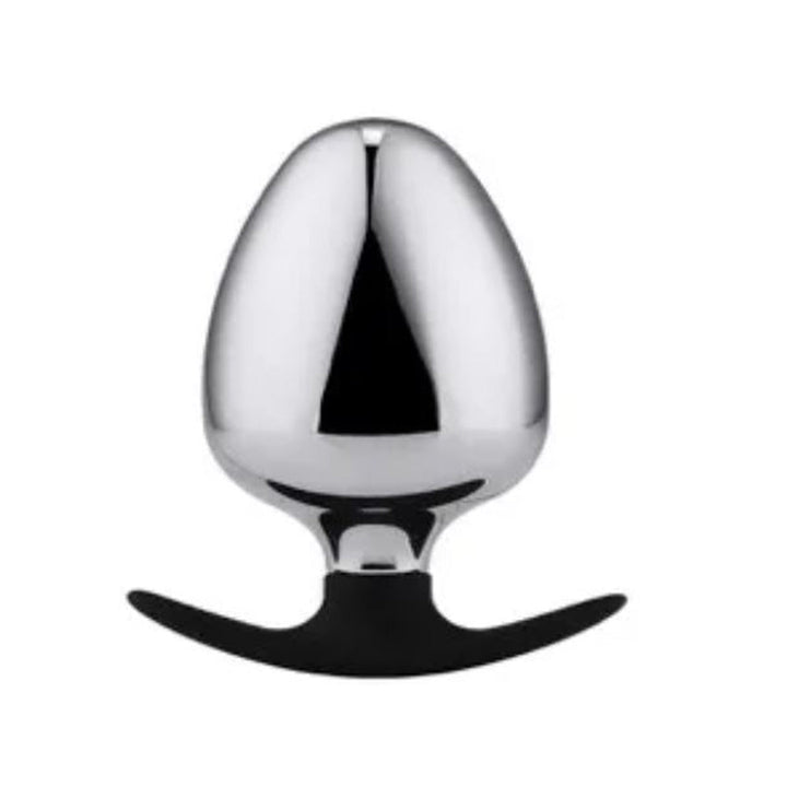 Pink Elephant Extreme Anchor XL round anal plug with polished stainless steel body and black base