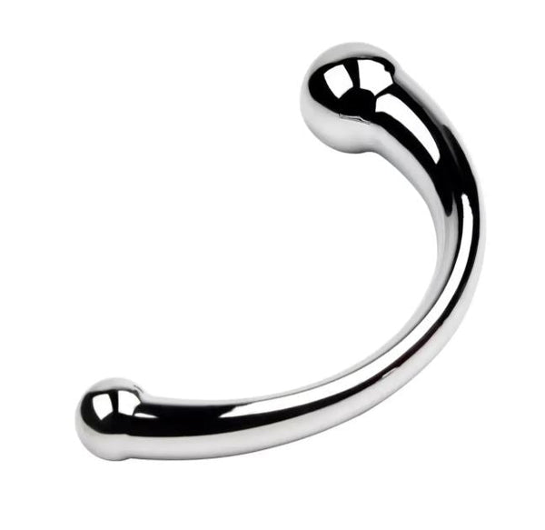 Pink Elephant Extreme Wand Small stainless steel dildo, curved C-shape with two ball ends