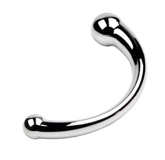 Pink Elephant Extreme Wand Small stainless steel dildo, curved C-shape with two ball ends