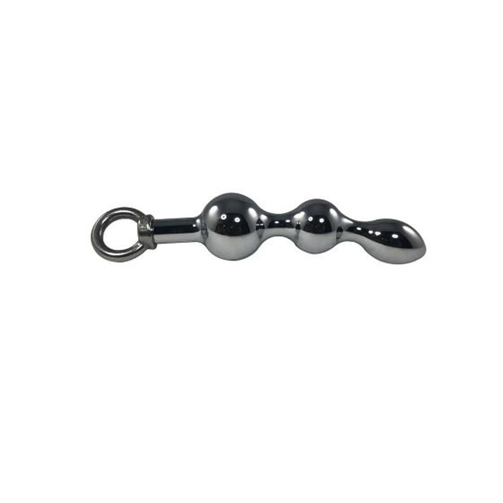 Pink Elephant stainless steel prostate plug with retrieval ring, polished chrome finish