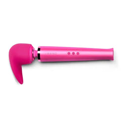 Pink Le Wand Flick attachment mounted on matching wand massager, full side view