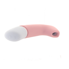 Pink Marvelous Four air-pulse attachment on white base shown horizontally with opening detail