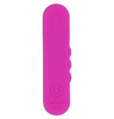 Pink silicone Pivot Flat Bullet vibrator front side showing smooth flat body and Sportsheets logo
