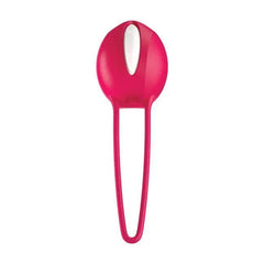 Pink Smartball Uno kegel ball upright front view, highlighting the white inner weight insert