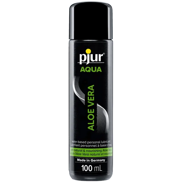 Pjur Aqua Aloe Vera water-based lubricant in a sleek 100ml black bottle