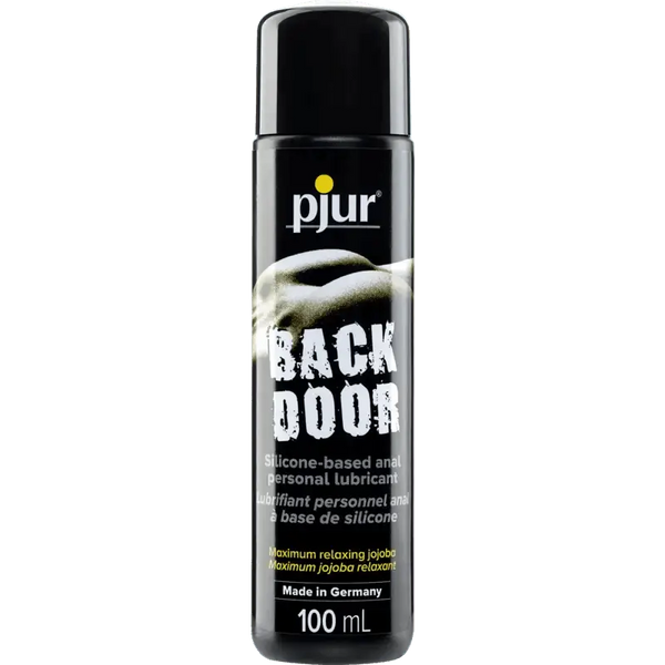 Pjur Backdoor silicone-based anal lubricant in a sleek black 100ml pump bottle