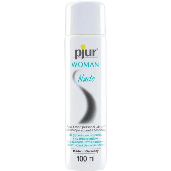 Pjur Woman Nude water-based lubricant in a sleek 100ml white bottle with pump