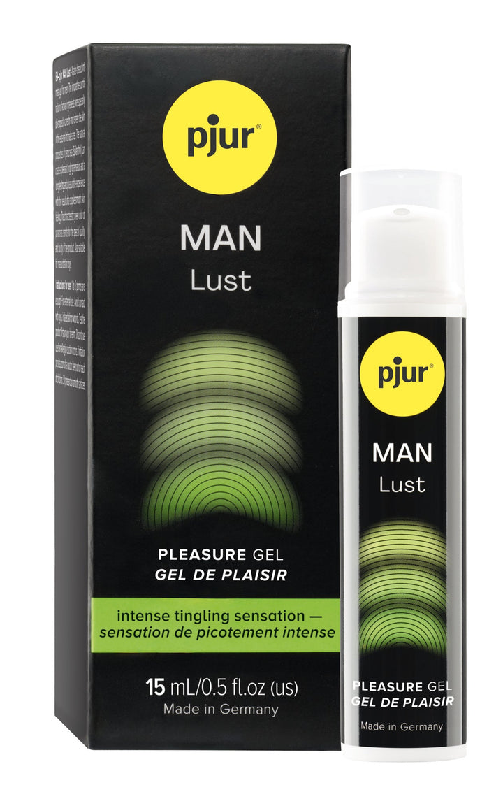 pjur MAN Lust 15ml pleasure gel box and pump bottle with tingling formula