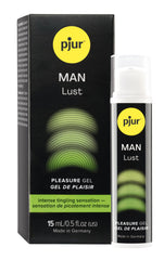 pjur MAN Lust 15ml pleasure gel box and pump bottle with tingling formula