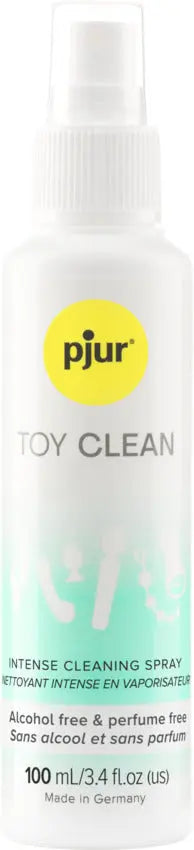 Pjur Toy Clean 100ml alcohol-free intimate toy cleaner spray bottle, front view