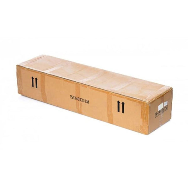 Plain brown cardboard shipping box labeled 153x40x30 cm used to discreetly deliver the Transgender Terry Doll