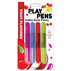 Play Pens Edible Body Paints 4-piece set in pink, blue, red, and green fruit flavors