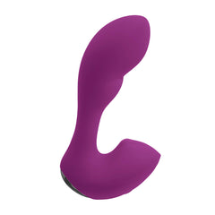 Playboy Arch G-spot vibrator in deep purple silicone, curved shaft with clitoral base