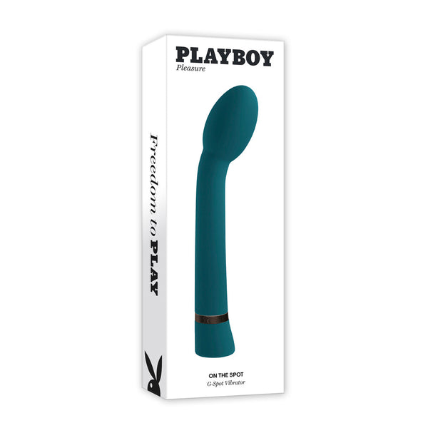 Playboy Pleasure On The Spot G-Spot Vibrator in white retail packaging box