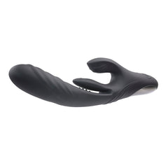 Playboy Rapid Rabbit laying on its side, highlighting the curved shaft and clitoral arm profile