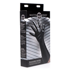 Pleasure Fister fisting glove retail packaging showing product details and multilingual description on box