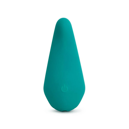 plusOne external prostate massager in teal silicone, teardrop shape, front view