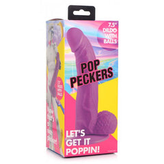Pop Peckers 7.5" Dildo with Balls in colorful retail packaging by XR LLC