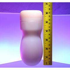 Pop & Toss stroker standing upright beside ruler showing approximately 5.5 inch total height
