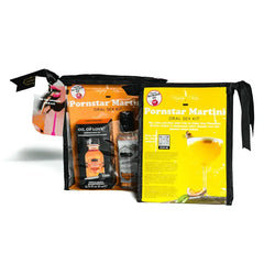 Pornstar Martini Oral Sex Kit showing front and back packaging with yellow cocktail-themed label