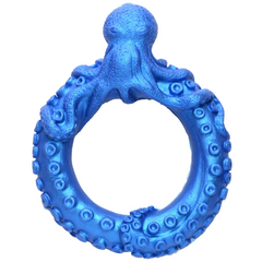 Poseidon's Octo-Ring blue silicone cock ring featuring detailed octopus and tentacle sculpting