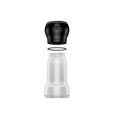 Powerblow motor unit separated from clear stroker sleeve with black o-ring gasket visible between components