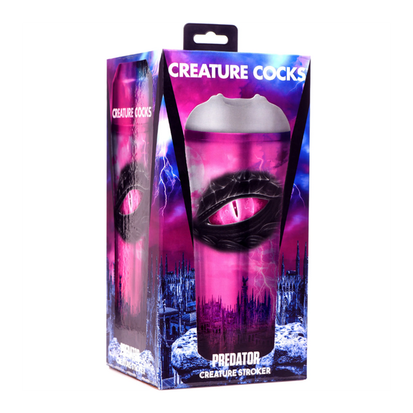 Predator Creature Stroker displayed upright in illustrated retail box with alien eye graphic