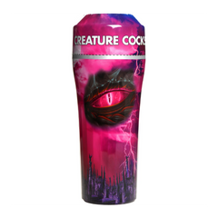 Predator Creature Stroker in vivid pink and purple wrap featuring dramatic alien eye artwork