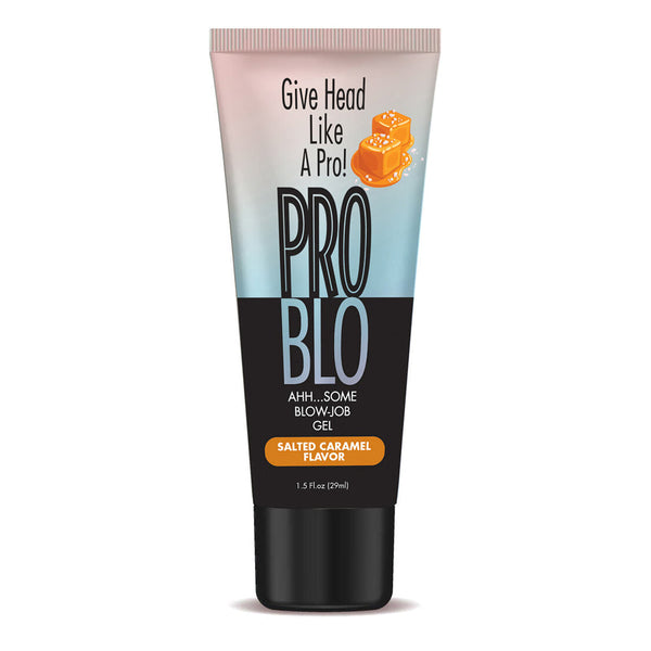 Problo Oral Pleasure Gel tube in salted caramel flavour, 1.5 fl oz squeeze bottle