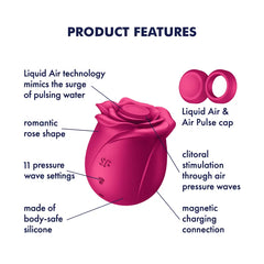 Product features diagram for Pro 2 Classic Blossom showing 11 pressure wave settings
