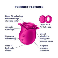 Product features diagram of Pro 2 Modern Blossom showing 11 pressure wave settings