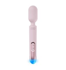 Prowand wand massager front view showing soft pink silicone head and rose-gold handle