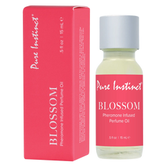 Pure Instinct Blossom Pheromone Infused Perfume Oil, 15 mL bottle with pink box