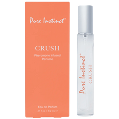 Pure Instinct Crush pheromone-infused perfume with coral box and slim rollerball bottle