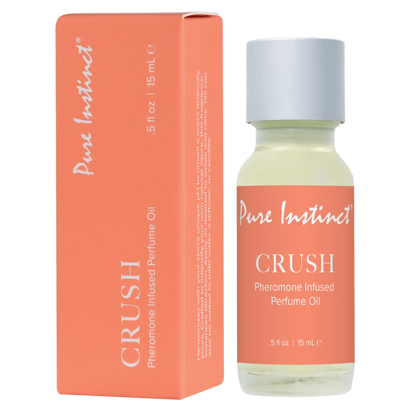 Pure Instinct Crush Pheromone Infused Perfume Oil, 15ml bottle with coral box