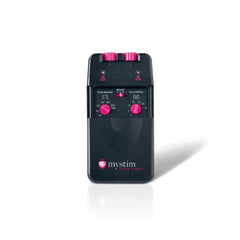Pure Vibes analogue nerve stimulator front panel showing pulse width and pulse rate dials
